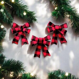 9 Pc, Buffalo Check Cloth Bows
